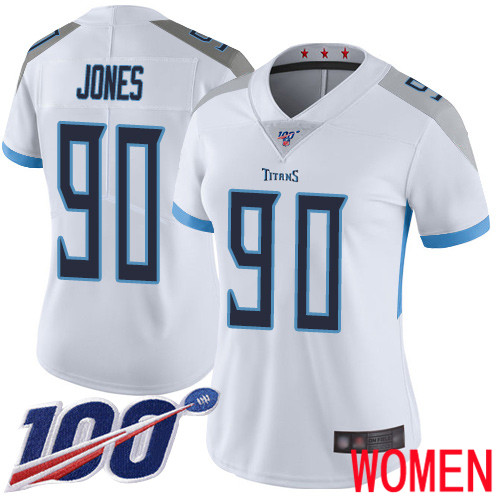 Tennessee Titans Limited White Women DaQuan Jones Road Jersey NFL Football #90 100th Season Vapor Untouchable